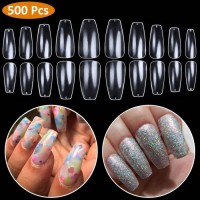 Amazon Best Sell Brand Btartbox Acrylic Nails Short Coffin Shaped Nail Tips 500 Pcs Ballerina False Nails,10 Sizes With Bag